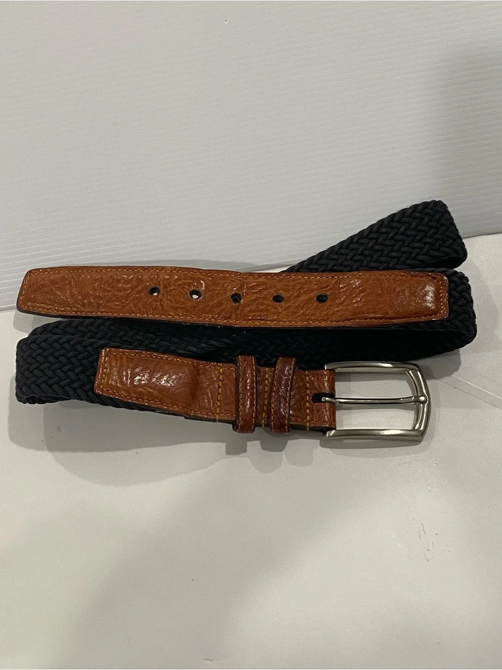 Torino Italian Woven Cotton Elastic Belt Black